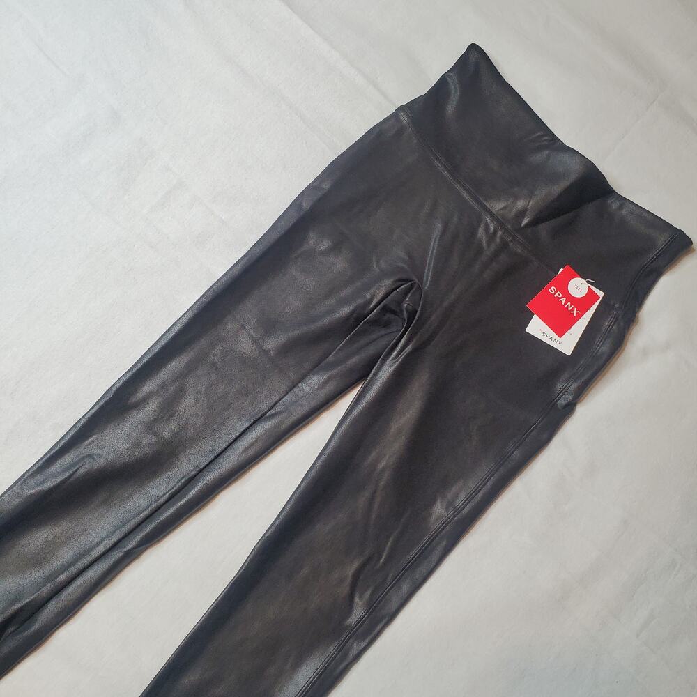 Spanx Women's Size ST NWT Black Faux Leather Leggings 2437T